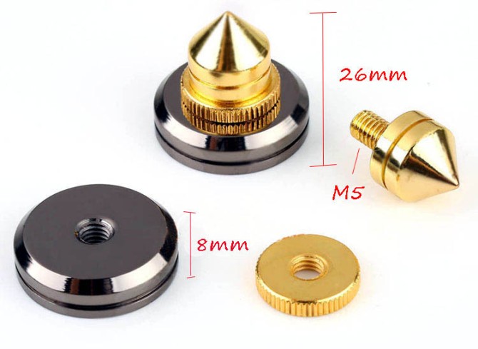 Brass Copper Spike Isolation Cone Feet with Base Gold-spike1a-correction