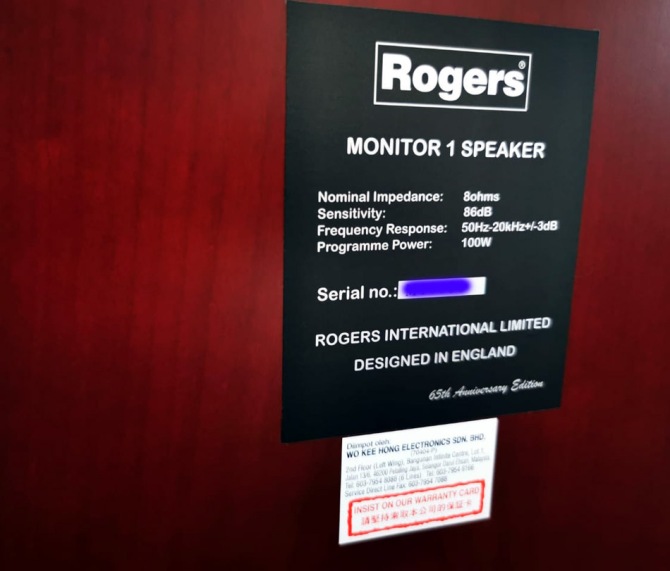 Rogers 65th Anniversary Edition Monitor 1 Speaker Mon1g